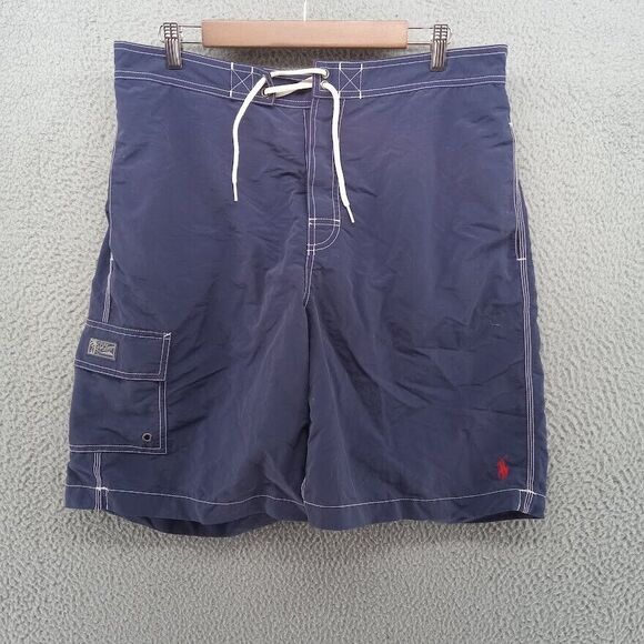 Vtg Polo Ralph Lauren Swim Trunks Mens‎ Large Blue Nylon 9" Inseam Liner - Picture 1 of 9